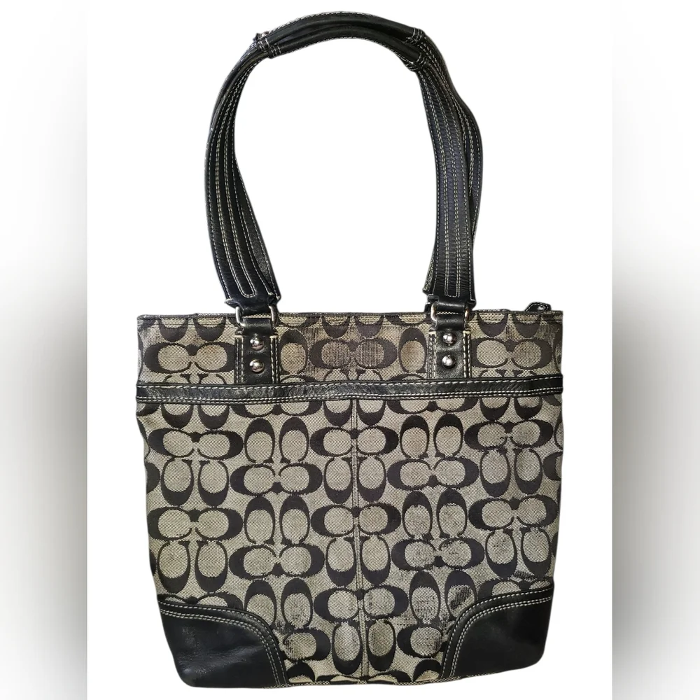 Coach Black and Brown Patterned Tote - Picture 2 of 7